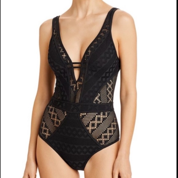 BECCA Other - 🔥BECCA🔥COLOR PLAY SHOW & TELL PLUNGE ONE PIECE SWIMSUIT BLACK XS/SMALL NWT